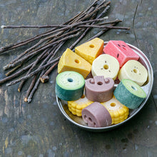 Load image into Gallery viewer, Yellow Door Sensory Play Stones - Threading Kebabs